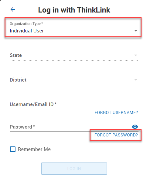Resetting Your ThinkLink Password